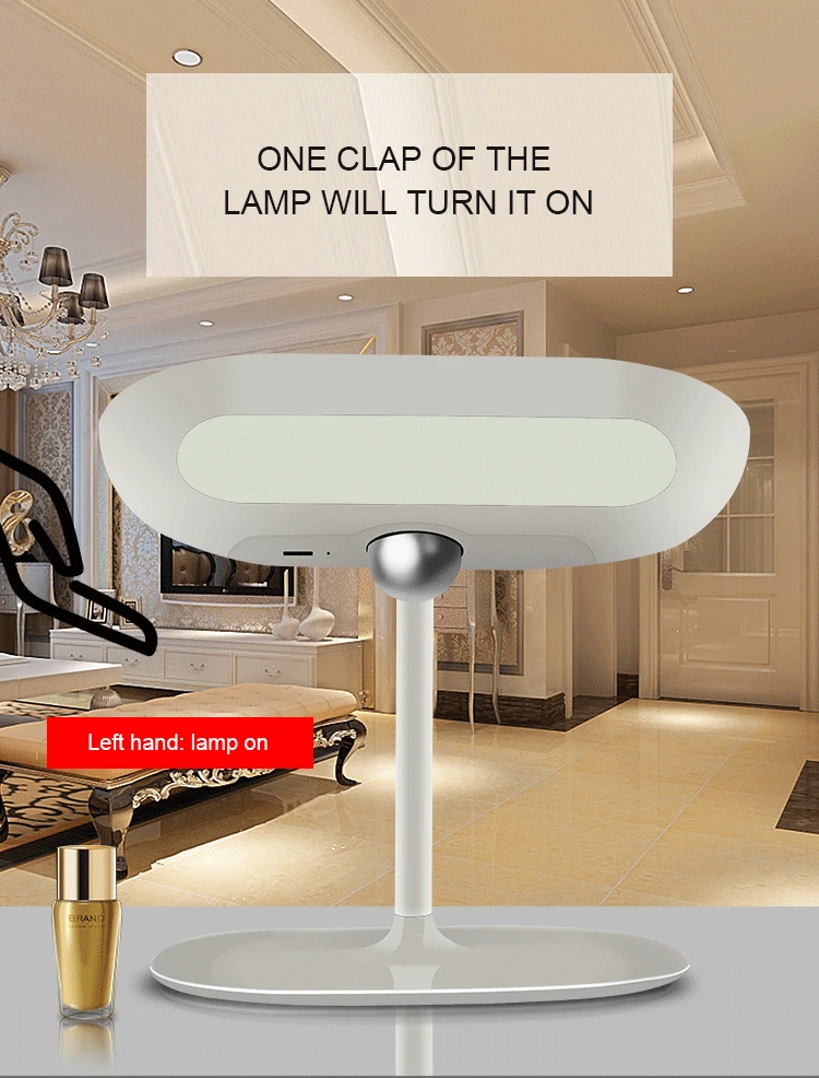 Hot Sell 360 Degree Rotating LED Lighting Table Lamps Usb Rechargeable Charger Touch Sensor Makeup Mirror