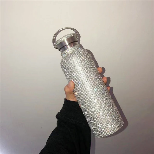 

Creative Thermos Bottle Portable Rhinestone Design Double Wall Thermos Insulated Stainless Steel Crystal Water Bottle