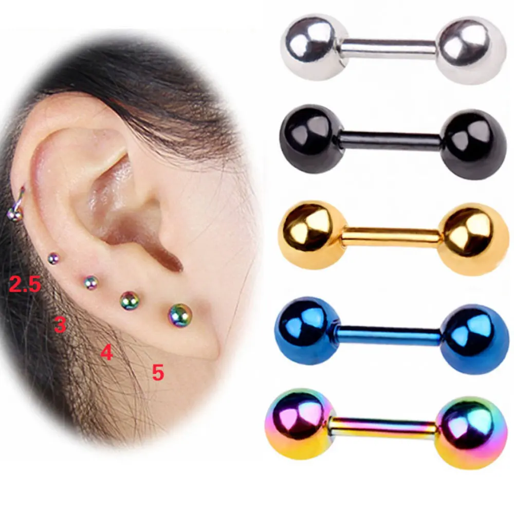 

316L Surgical steel earring stud Screwback Round Baby Girls Boys double Ball Earrings Studs 2.5mm 3mm 4mm 5mm, Silver