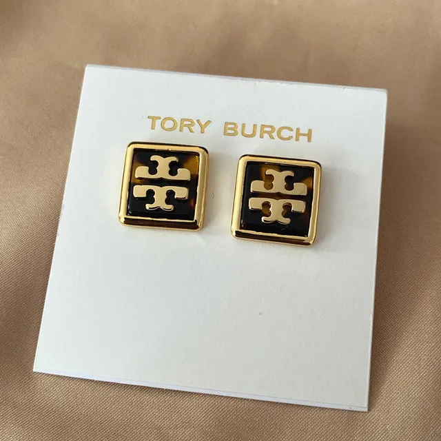 

2020 New Leopard Print Inlaid Logo Letter Double t Gold-Plated Earrings Women