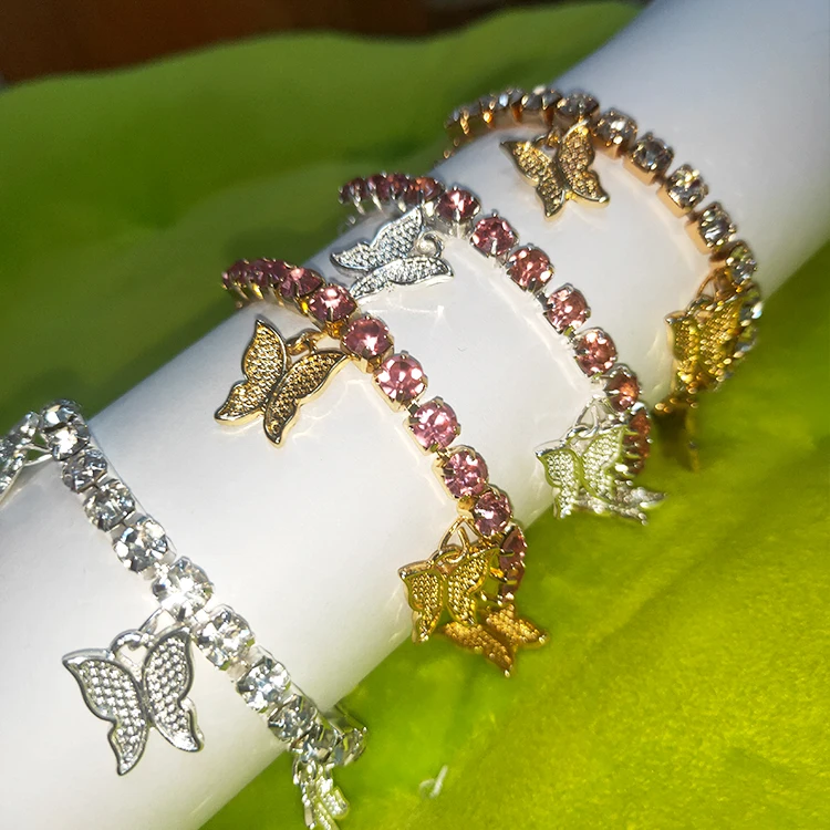 

Cute crystal baby kids jewelry anklets with the butterfly, Picture