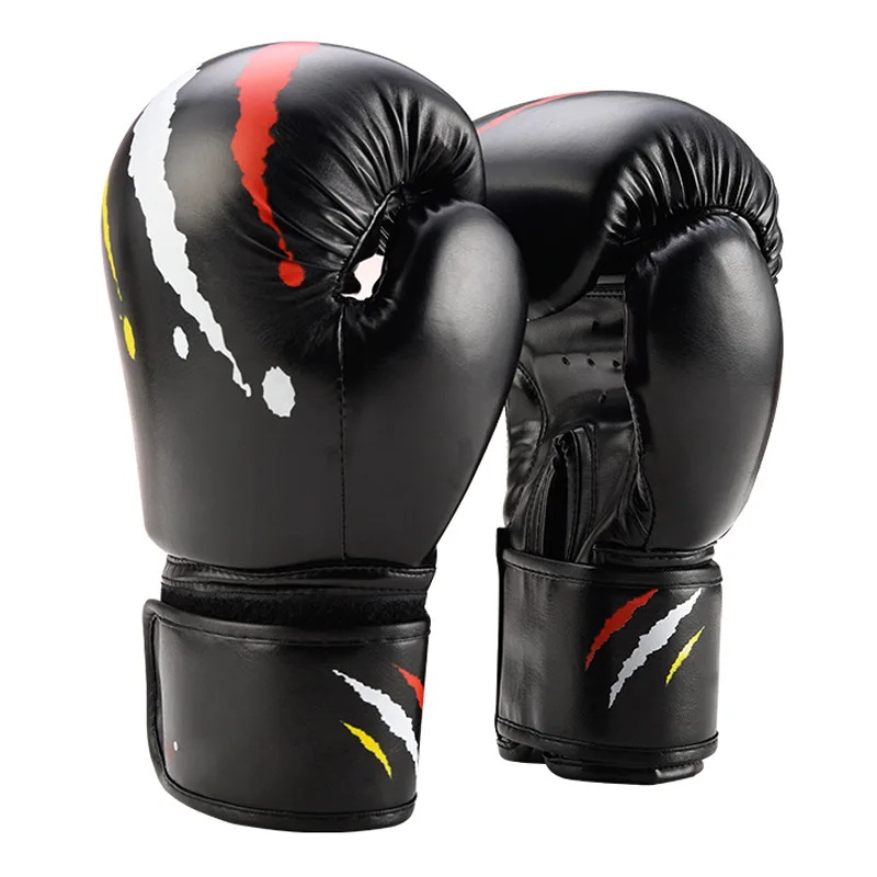 

High Quality Professional PU Leather Training Boxing Sports Gloves With Customized Logo, Black,red,yellow,blue