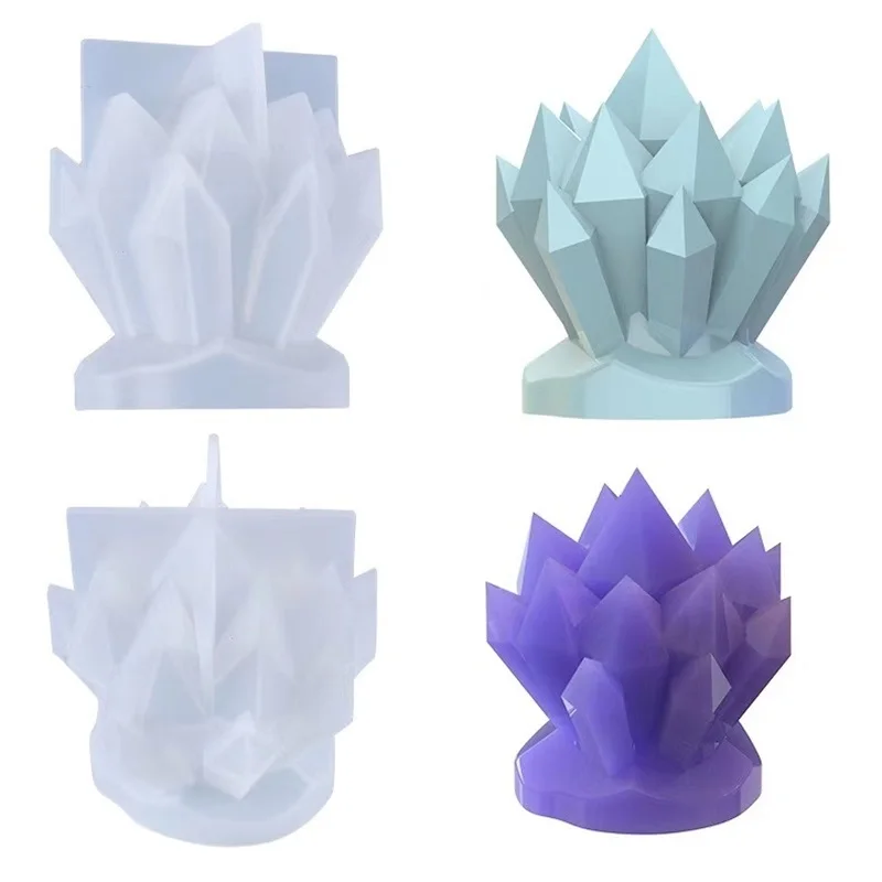 

Free shipping Diy Crystal Epoxy resin Mold Crystal Cluster Decoration Mold Candle Silicone silicon candle making molds, As the picture