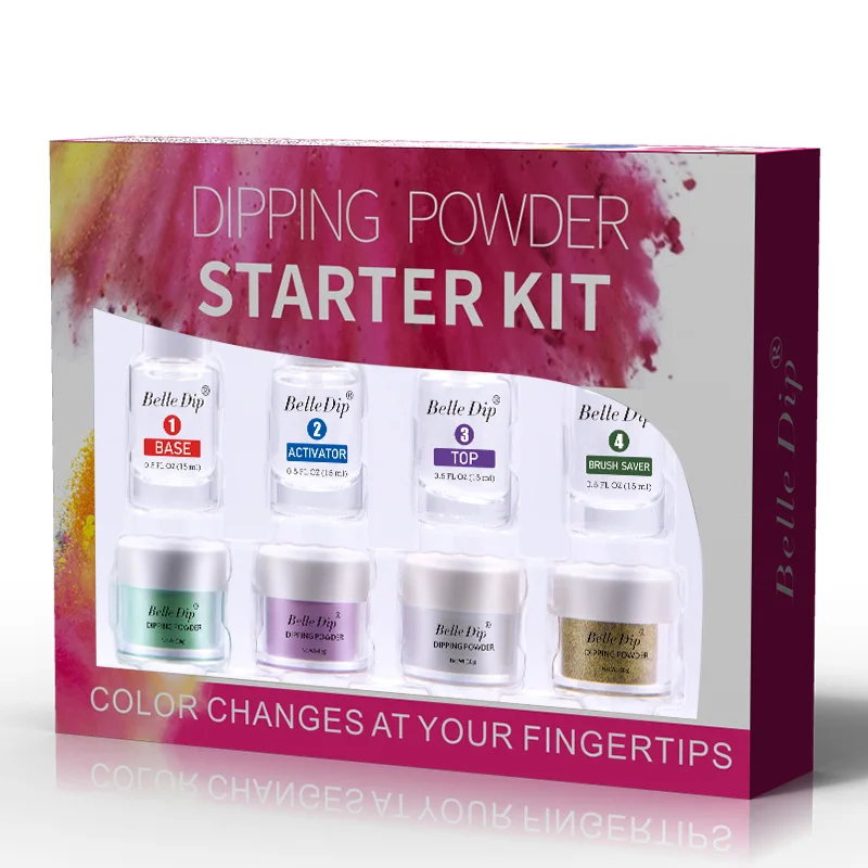 

New combination acrylic dipping powder set shiny glaze nail powder for nail dipping system dipping liquid 3 in 1, Multi colors