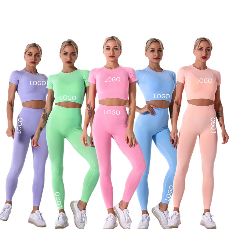 

Custom Clothing Quick Dry Crop gym Suit 2 Piece Tophigh Waist Seamless Leggings Tight Women Nylon Yoga Set, Customized colors accept