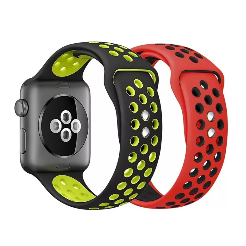 

Bracelet Silicone sport band correas para apple watch pulsera silicona for Apple watch series 6 SE 5 4 3 38 40 42 44mm Watch Ac, 30 colors