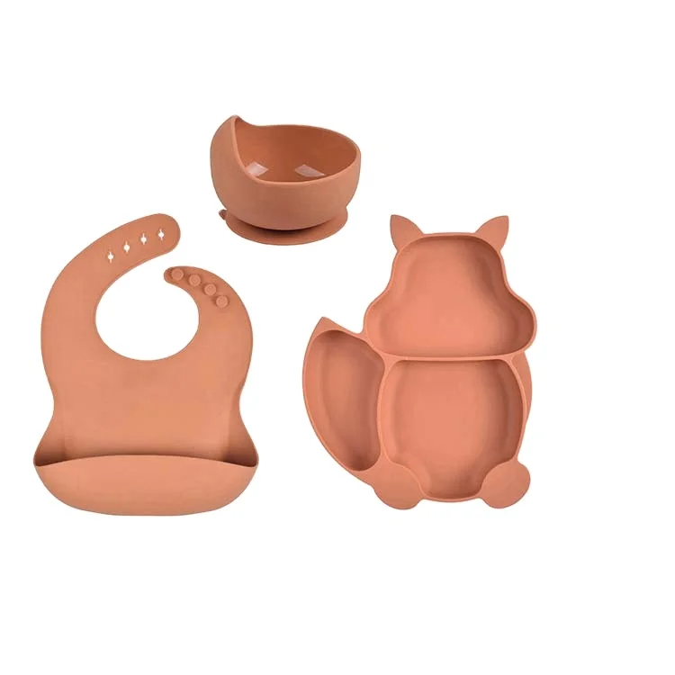 

Amazon HOT SELLING New Products 2021 Unique BPA Free Newborn Silicone Baby Feeding Set Supplies with silicone BIB