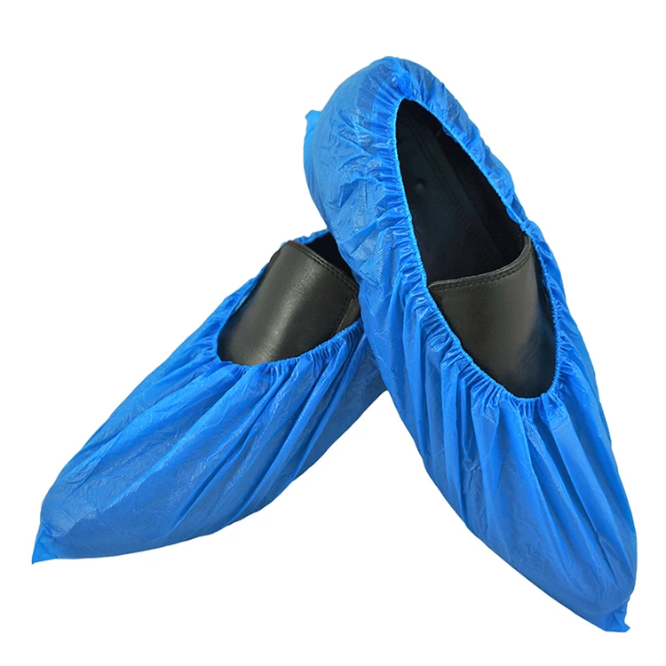 

High quality multi-purpose plastic rain boots waterproof non-slip PP disposable shoe cover, White/blue