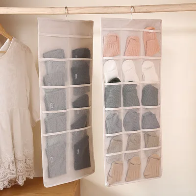 

Underwear dust-proof storage bag transparent zipper fully closed dust-proof hanging double-sided hanging bag for underwear