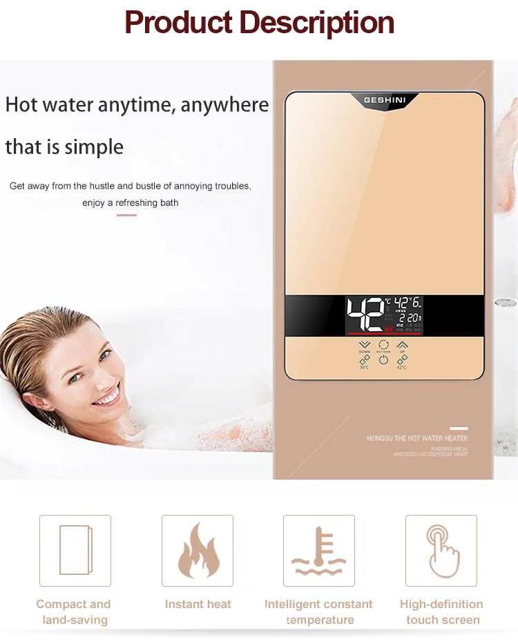 Electric instant water heaterWall Mounted HD touch screen water heater