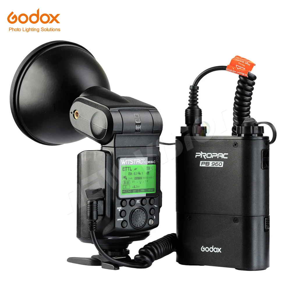 

DHL Godox Witstro AD360II-C TTL 360W GN80 Powerful Speedlite Flash Light for Camera With 4500mAh PB960 Lithium Battery, Black