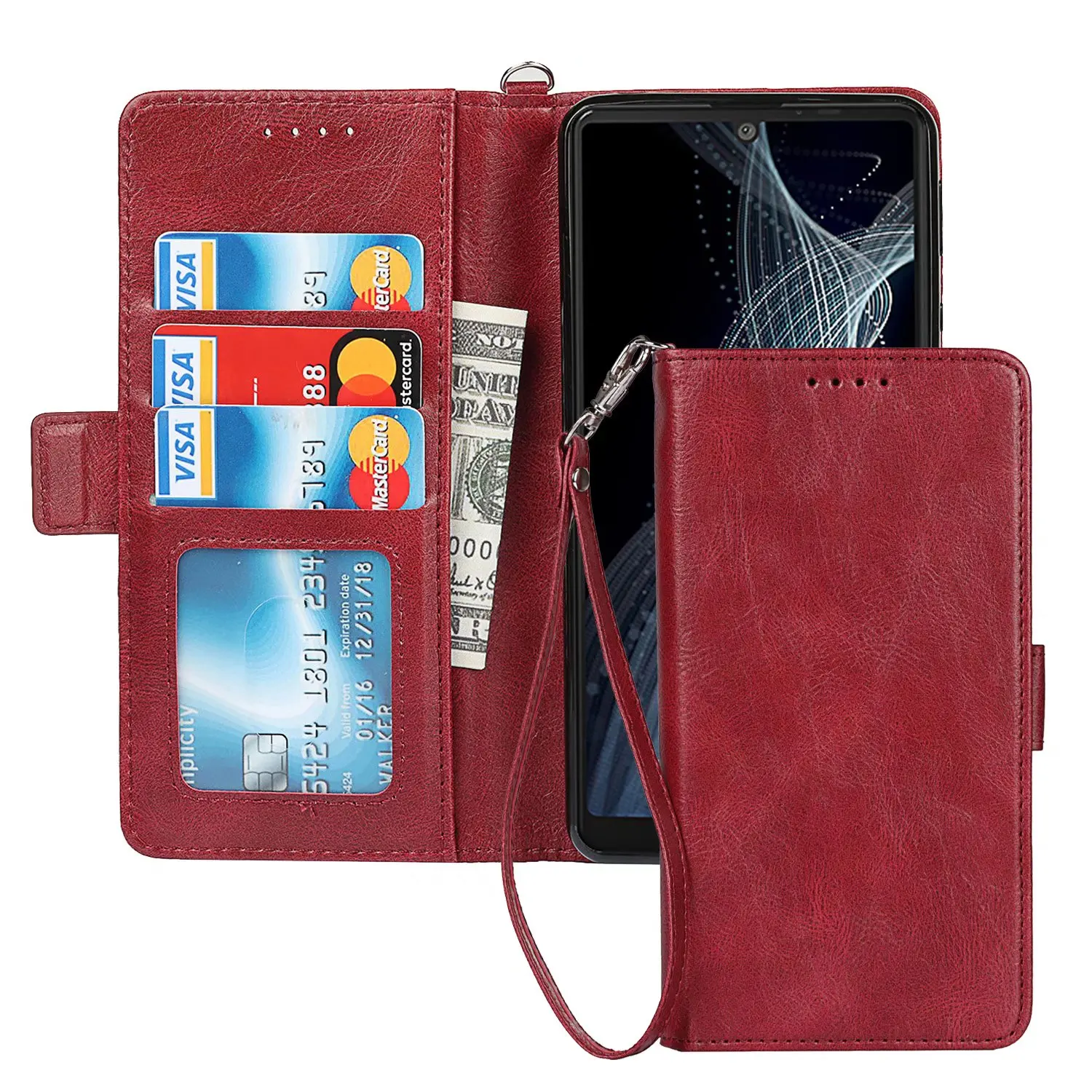 

Middle button vintage double fold flap PU Wallet Leather Case For Samsung Galaxy S21 ULTRA, As pictures