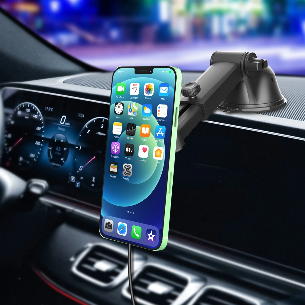 

Magnetic Car Dashboard Phone Holder 15W Qi Fast Wireless Charger Car Phone Holder for Iphone 12