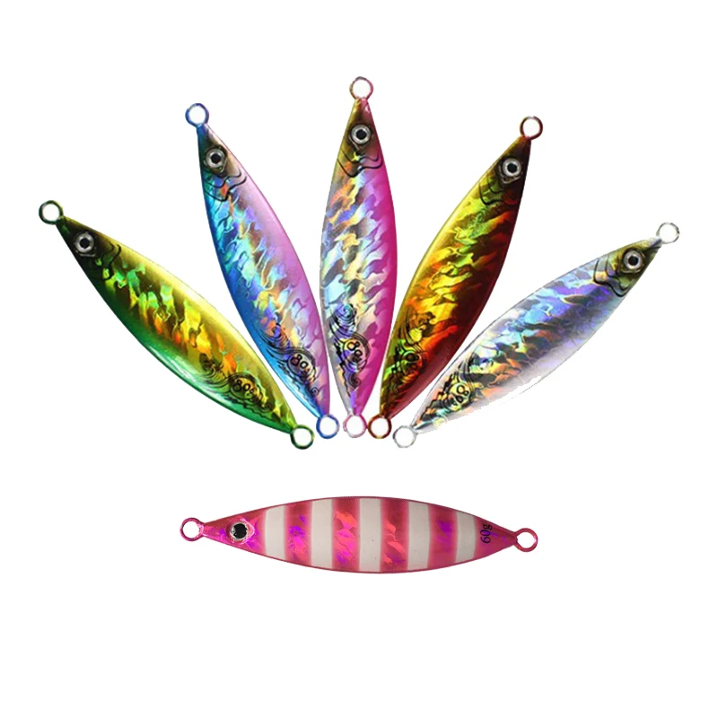 

Hot Sale 20g-200g metal sequins jig bait saltwater slow jigging lure, 6 colors