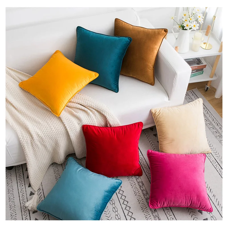 

Wholesale Velvet Cushion Cover Solid Decorative Pillow Case Throw Pillow Covers for Sofa Bed Living Room 18 x 18 Inch 45 x 45 cm
