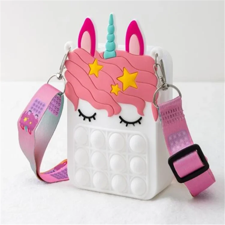 

2021 New soft silicone plush toys handbags uniconrn shoulder bags, Pink,red white,yellow