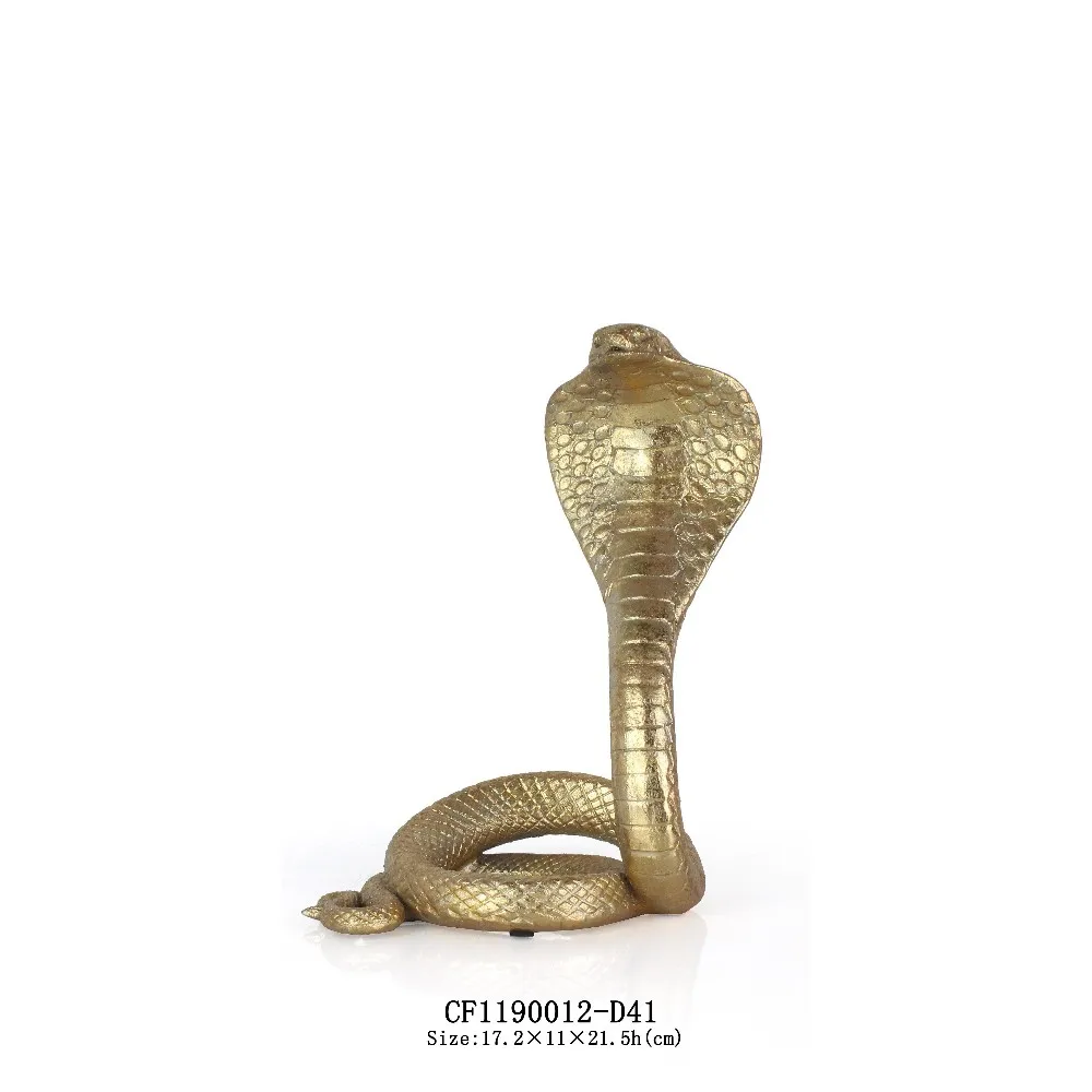 Resin Snake Statue Figurine Animal Sculpture Home Decoration Gold Artificial Europe supplier