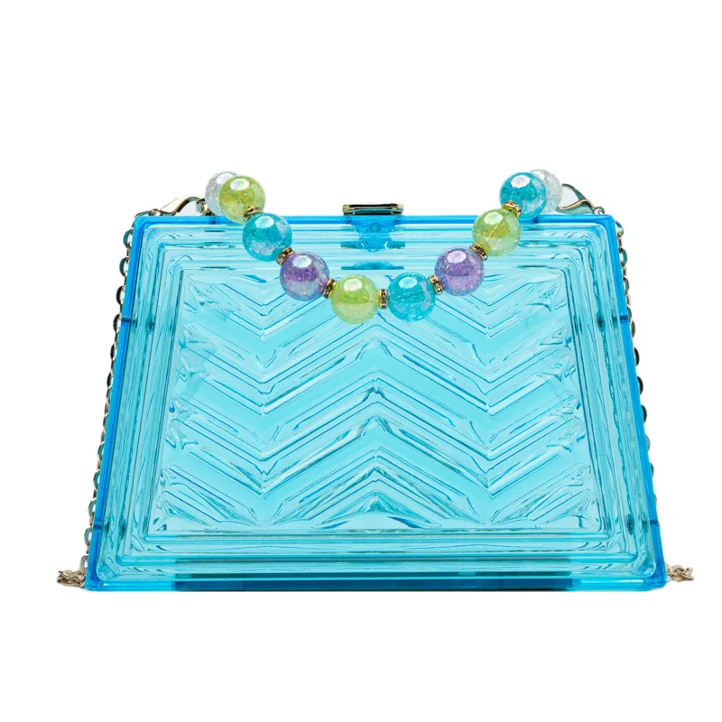 

Acrylic Candy Color Transparent Jelly Bag 2021 Girl Chain Lading Shoulder Crossbody Box Bag, Clear
