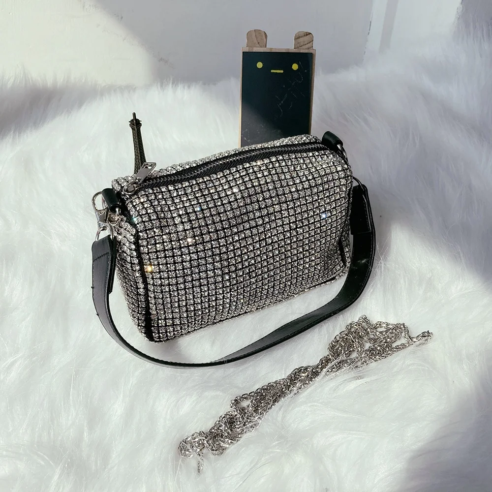 

2021 Spring new style luxury rhinestone glitter diamond handbags elegance chain bag for girls fashion trend female bag