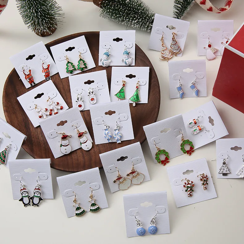 

JUHU New Christmas Series Cute Snowman Warm Santa Claus Tree Socks Earrings Wholesale for women, Colorful