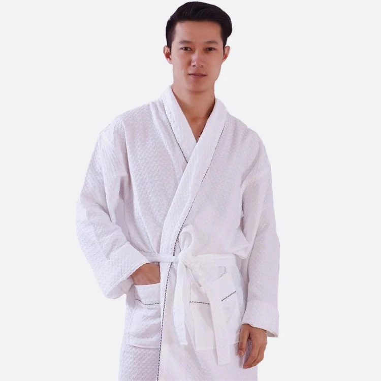 

China factory High Quality Soft Long Sleeve waffle cotton bathrobe pyjamas