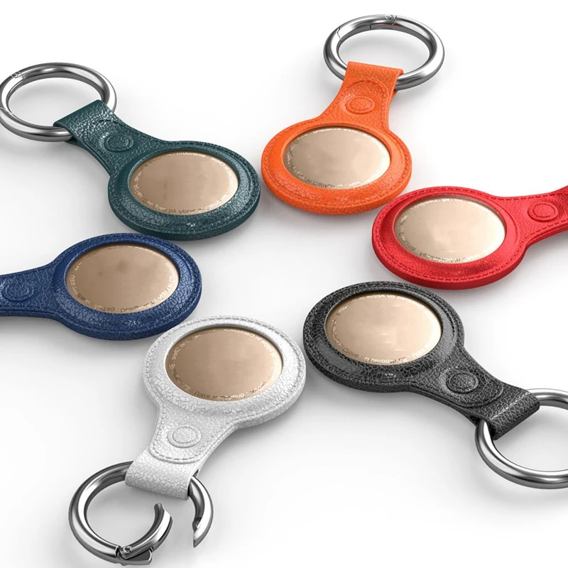 

Leather Keychain Case For Airtags For Airtag Holder Key Ring Case Protective Cover Loop Holders For Luggage Pet Collar, Customized color