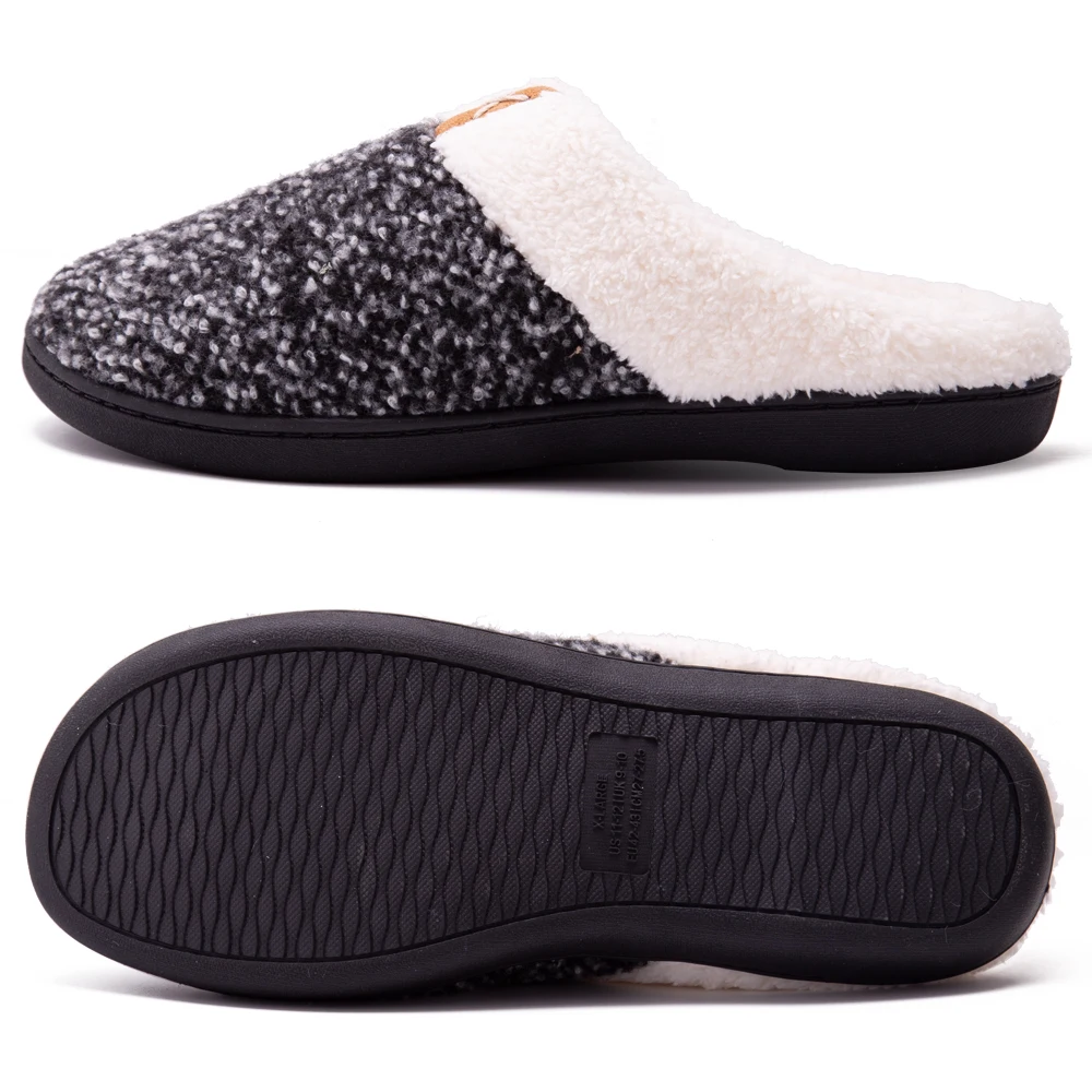 
Cozy wool like lining Memory foam slip on clog indoor outdoor winter house slipper for men 