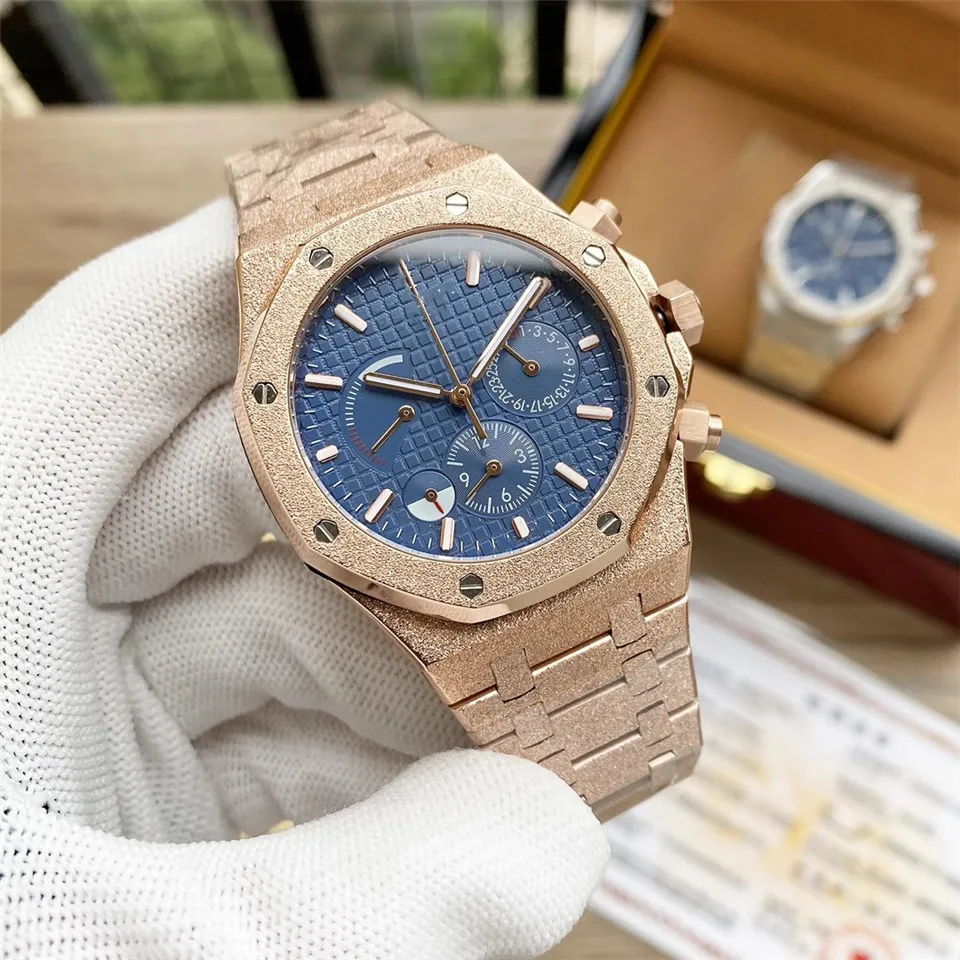 

Oak Custom Luxury Diamond Blue Glass Japan Imported Quartz Movement Men's Watch, 7 colors