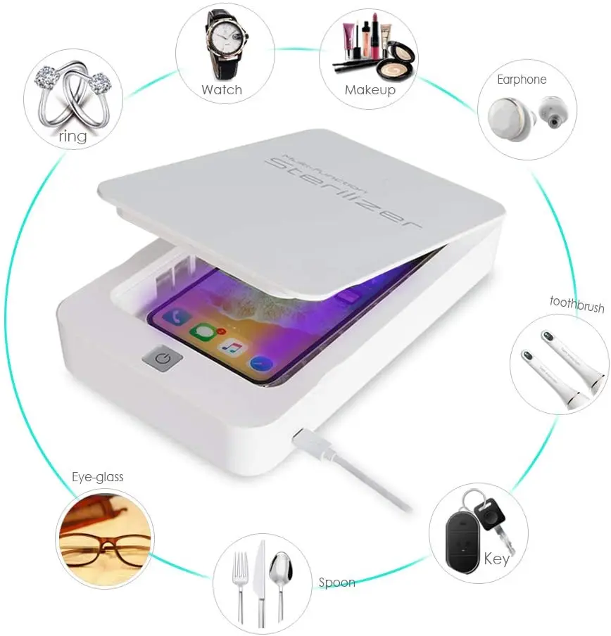 

portable USB wireless charging smartphone UV light sterilizer box