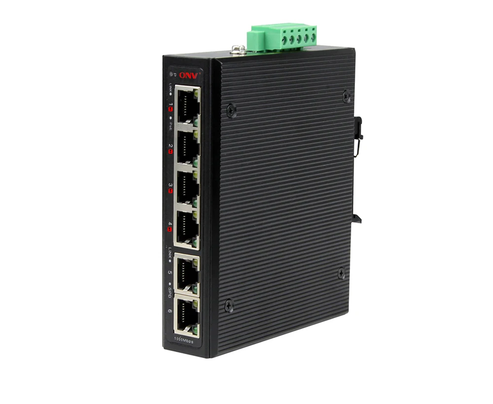 

ONV 6-port Industrial PoE Switch with 4 10/100/1000M bt POE+2 10/100/1000M RJ45 ports for PTZ network domes