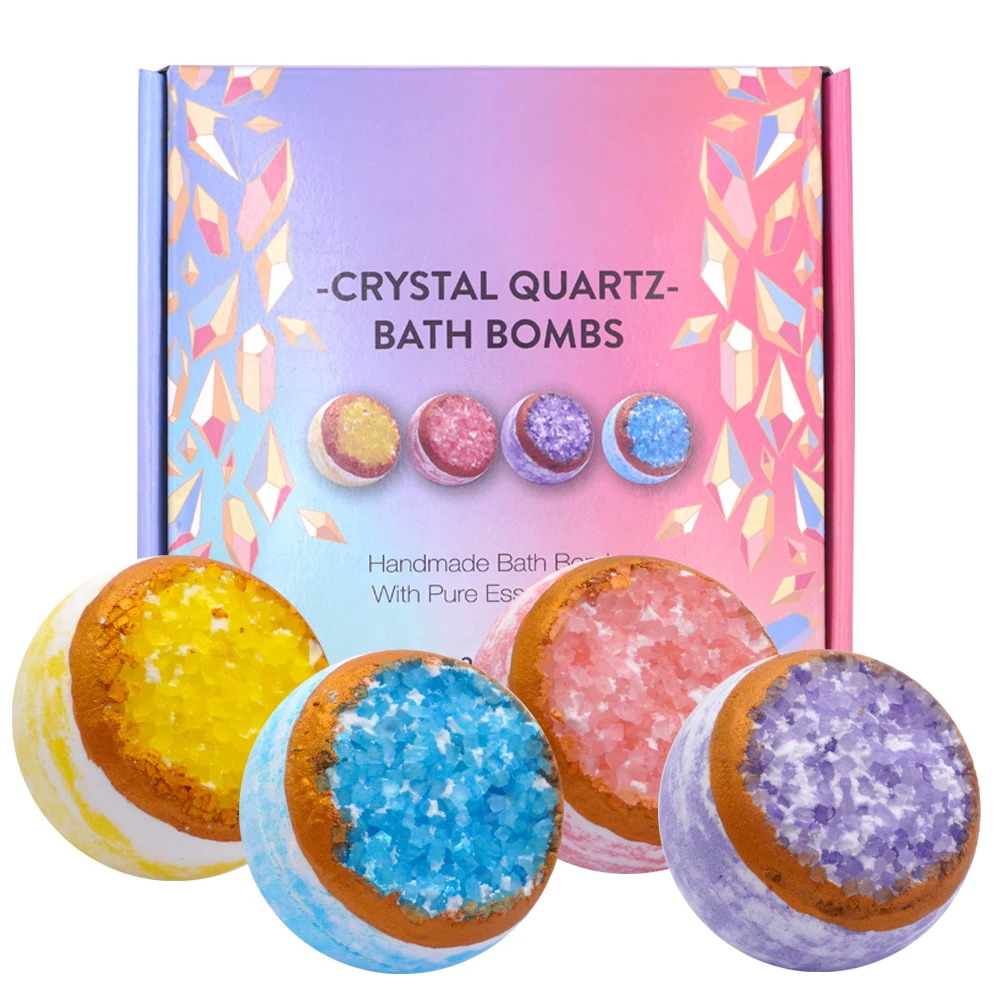 

Hot Selling Volcanic Salt Explosion Ball Bath Bomb Gift Set Personal Cleaning Care Coarse Salt Bath Bombs, As shown