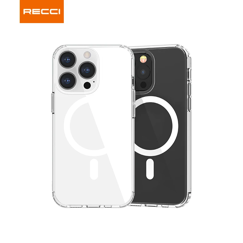 

RECCI 2021 new products plated mage safe custom magnetic wireless phone case for iPhone 12 13 pro max, Transparent