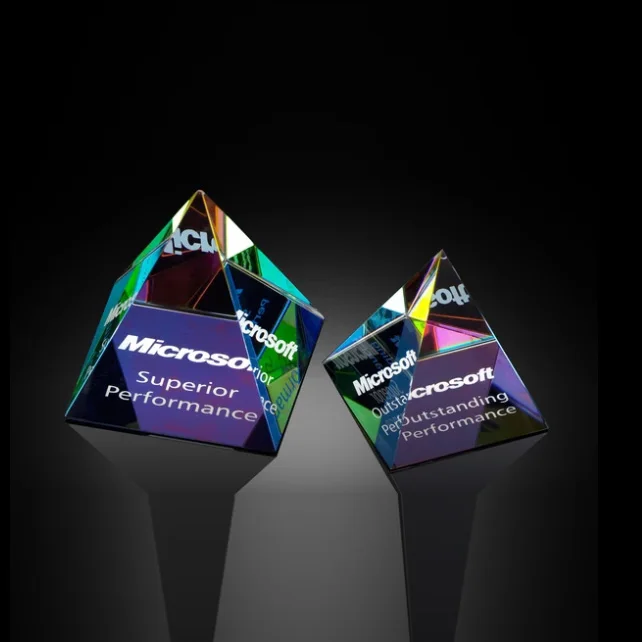 

Crystal glass pyramid paperweight, Clear