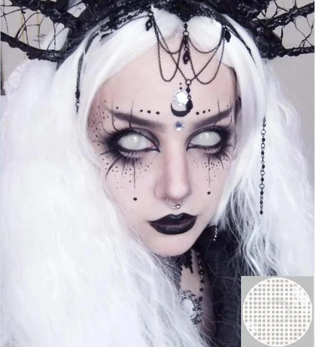 

Realkoko Wholesale 157 Style Cosplay White Black Scary Halloween Crazy Contact Lenses Sharingan Sclera Contact Lens