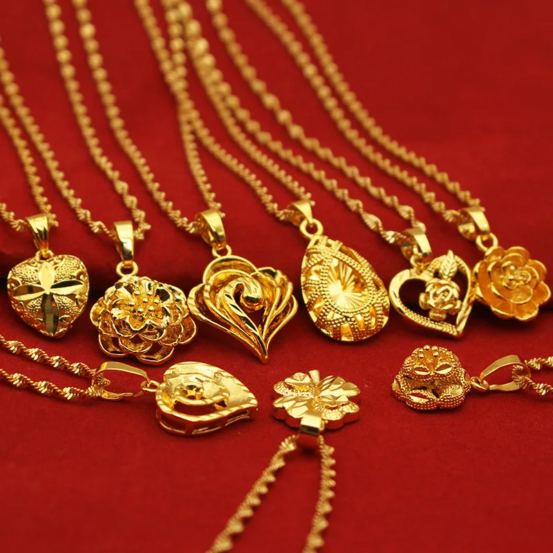 

Aug jewelry hot-selling wholesale 24K Vietnamese sand gold-plated necklace female pendant clavicle chain, Picture shows