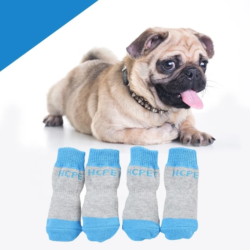 

Eco Friendly Fabric Foot Cover Breathable Pet Sock Pet Dog Socks Indoor Anti-Slip Pet Puppy Sock, Blue,black