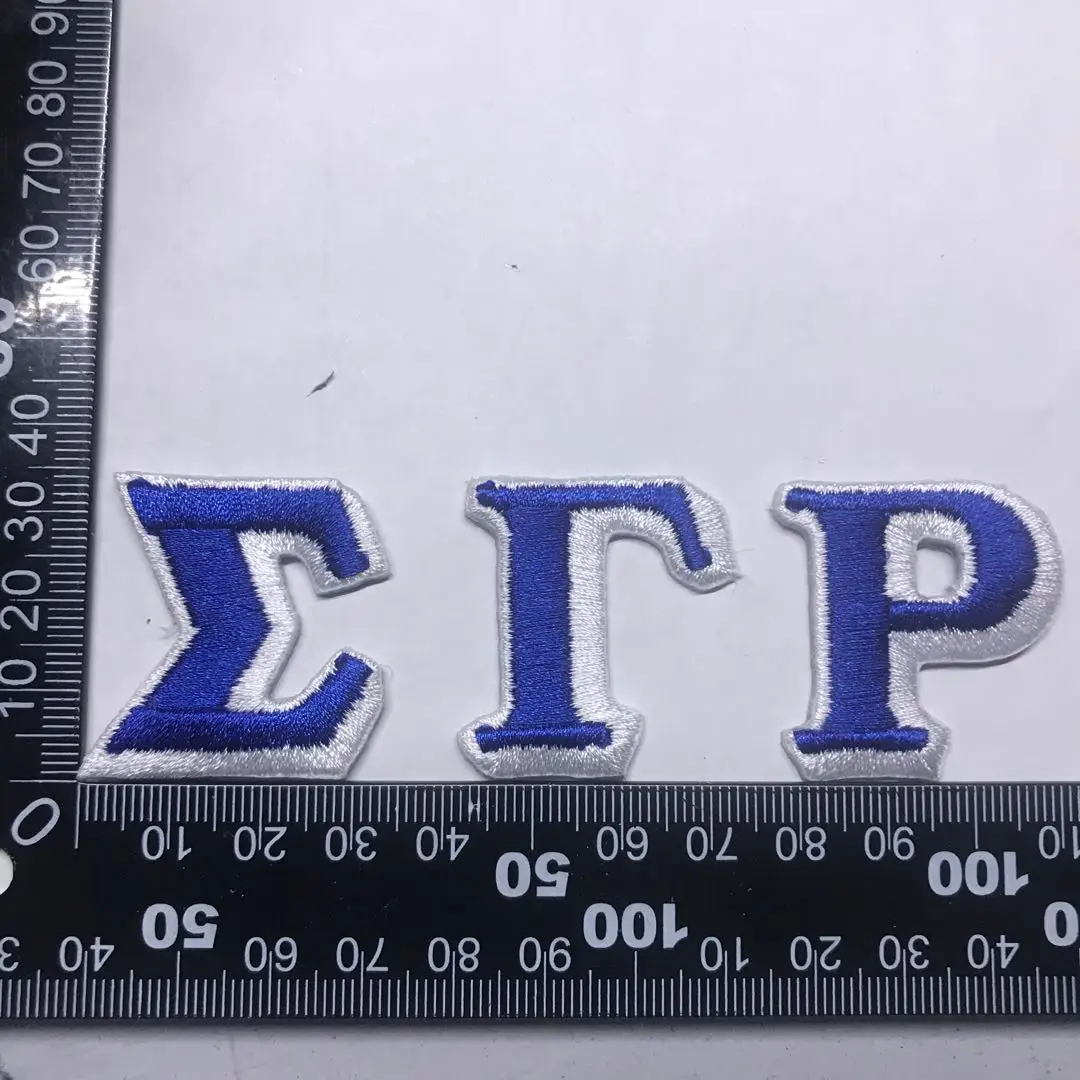 Greek Embroidered Patch Zeta Phi Beta White Royal Individuel Letters