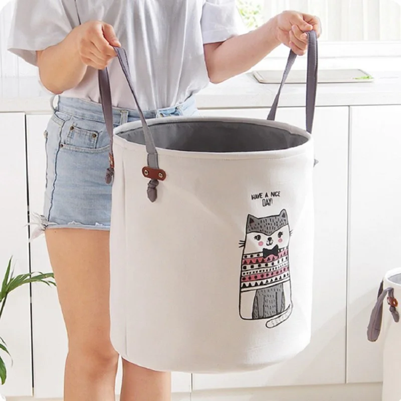 

Cartoon Fabric Laundry Bag Large Folding Dirty Clothes Sundries Toys Storage Baskets Box Home Decoration Woven Basket