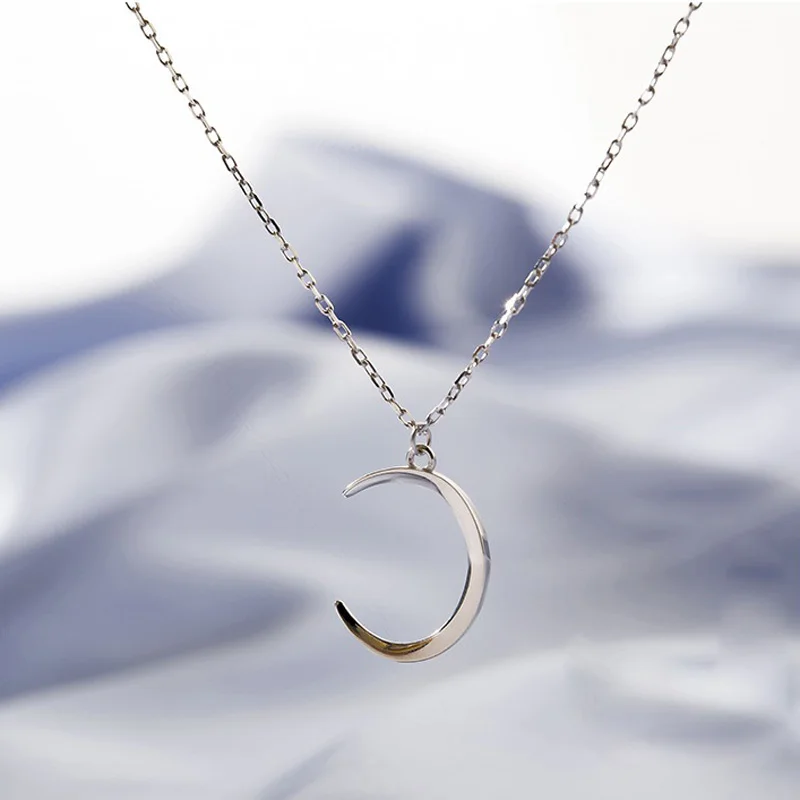 

Dainty 925 sterling silver gold plated moon pendant choker necklace, Gold/silver
