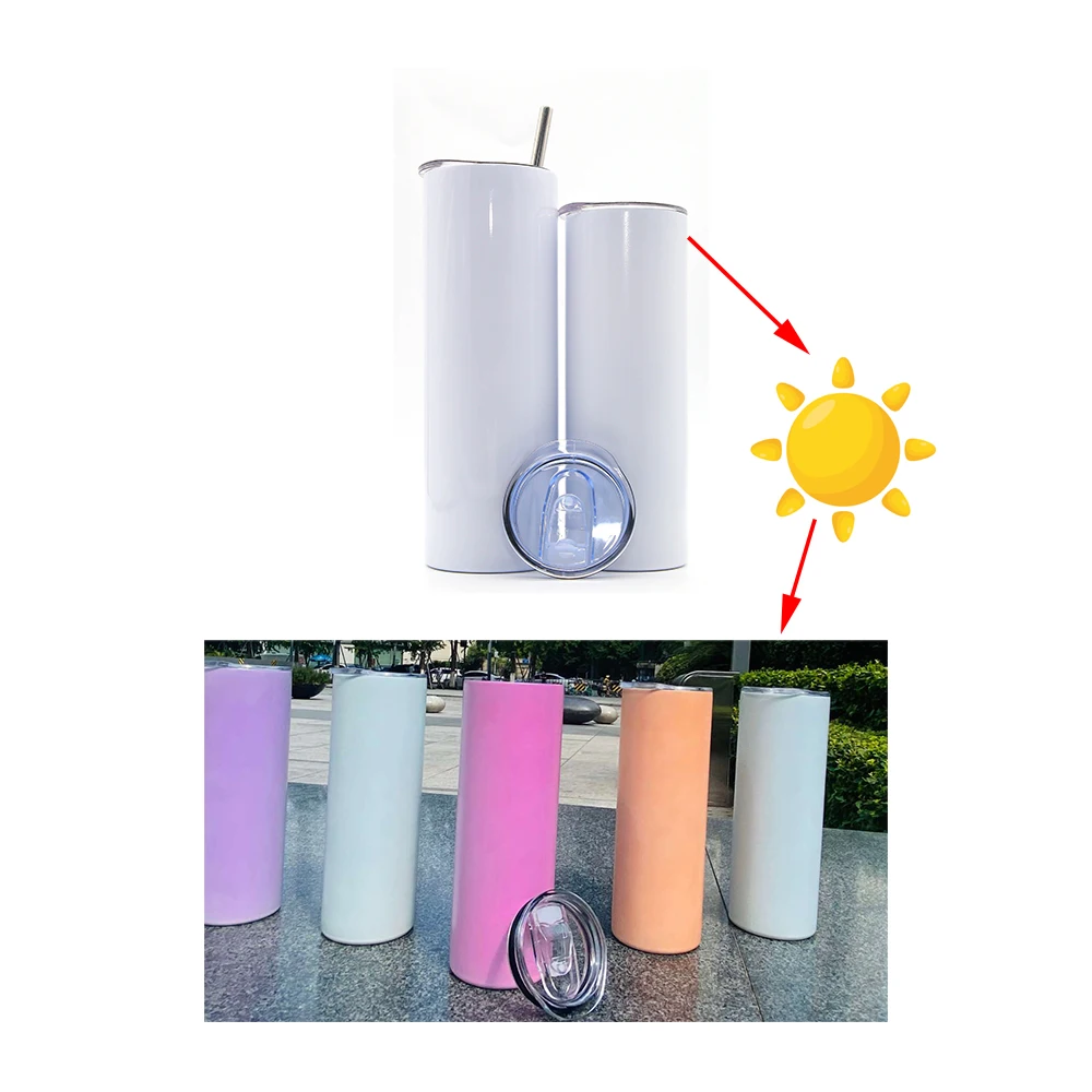 

20oz Stainless Steel double wall insulated vacuum UV changing sublimation blank tumblers 600ml straight straw seamless tumblers