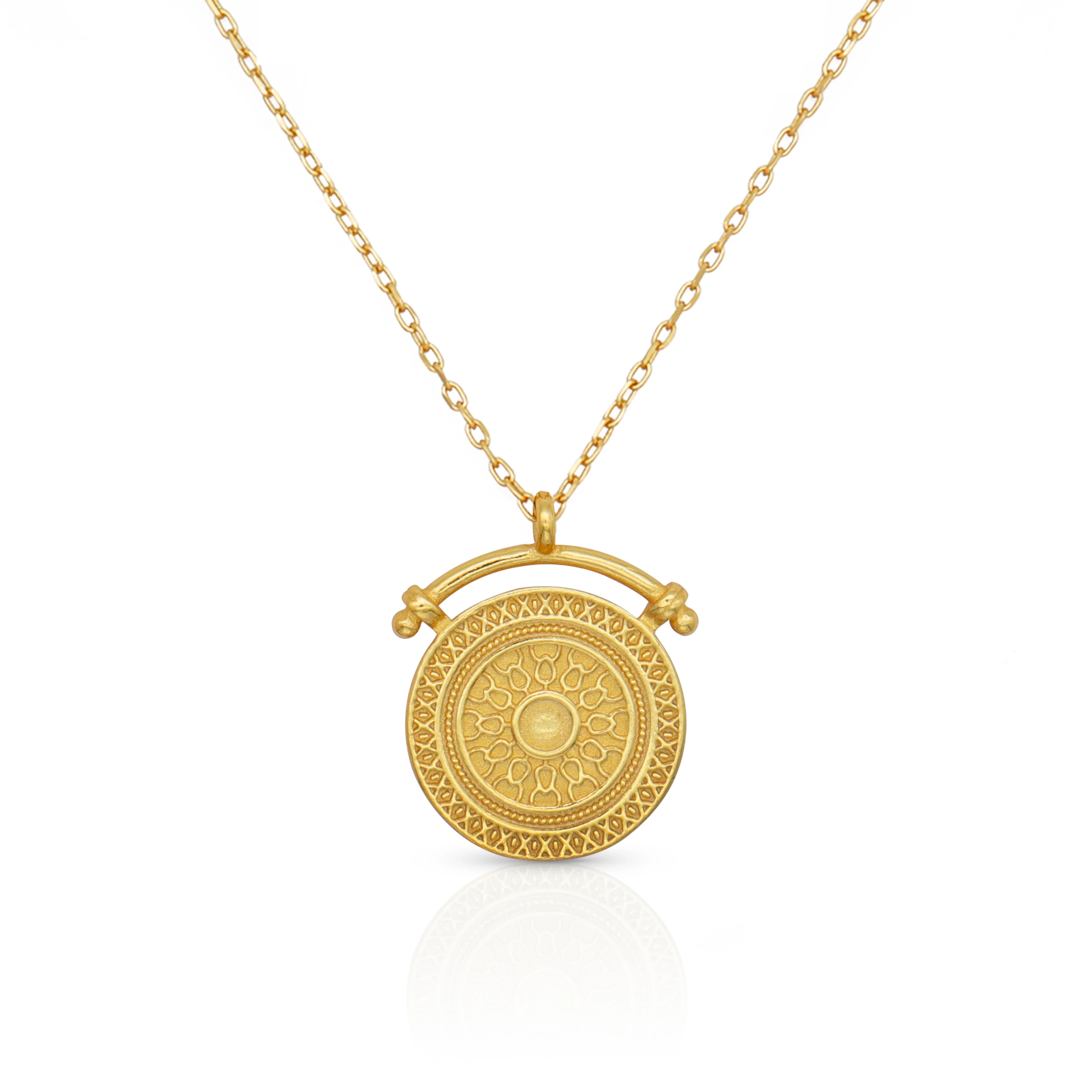 

Chris April 18K gold plated 925 Sterling silver round pendant short necklaces