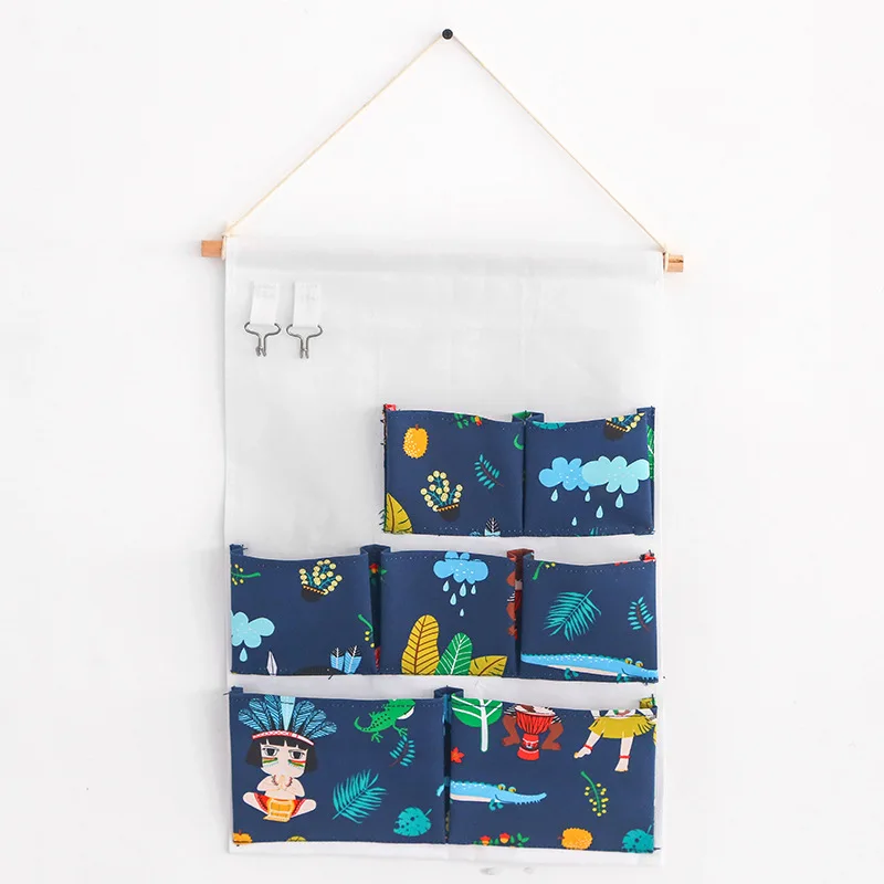 

Stationery store pocket double cloth organizer hanging bag,Concise European style printing hanging storage bag, Picture