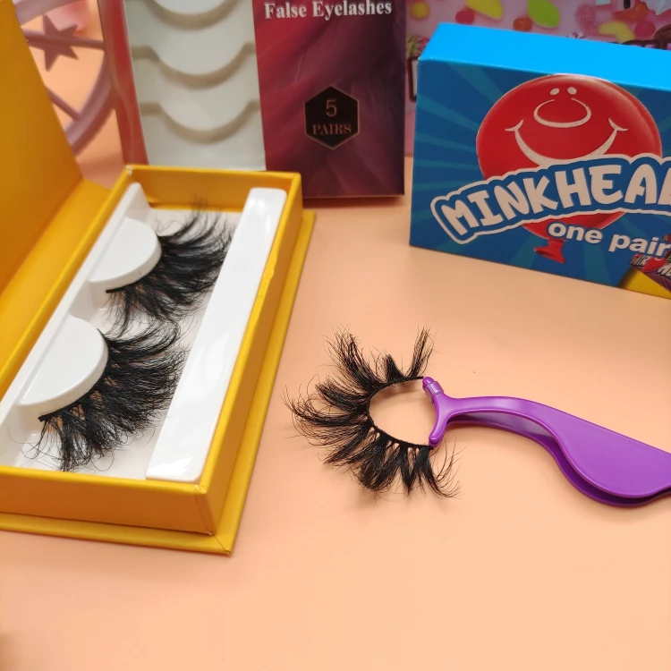 

3d 5d Wholesale customized cute boxes packaging 25mm luxury hand made private label full strip mink lash vendor false eyelashes, Picture shows