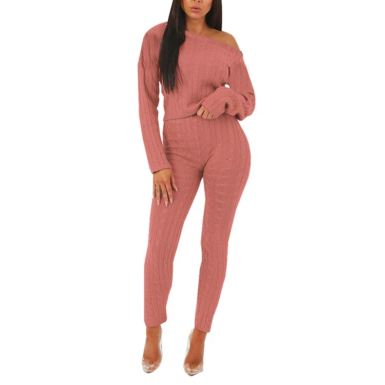
Custom boutique sweater suit fall women clothing two piece sets 