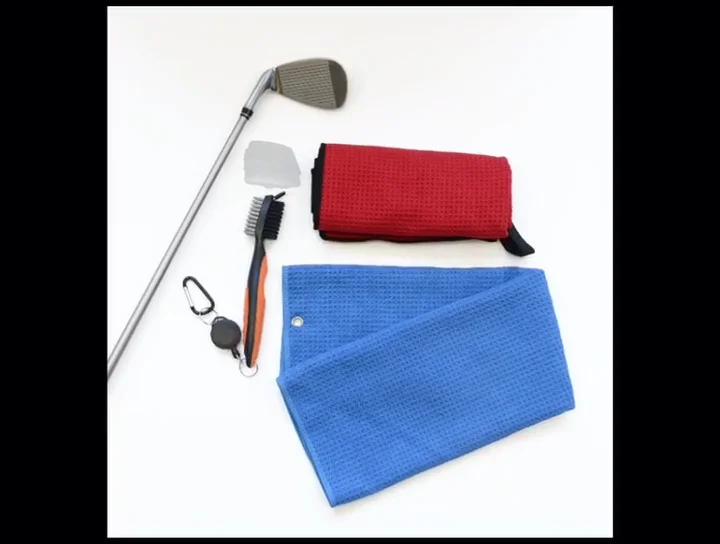 Golf Club Cleaning Brush And Golf Towel With Microfiber Waffleweave