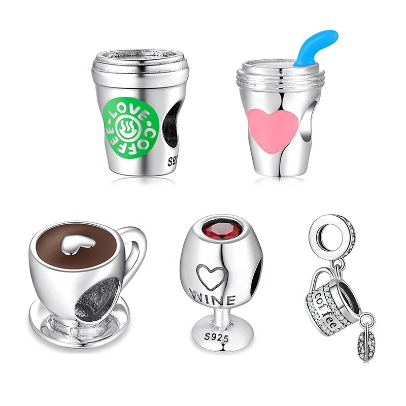 

Real 925 Sterling Silver Bright red CZ wine cup fine Beads Fit Charms Bracelets Jewelry making fashion Woman charm custom logo