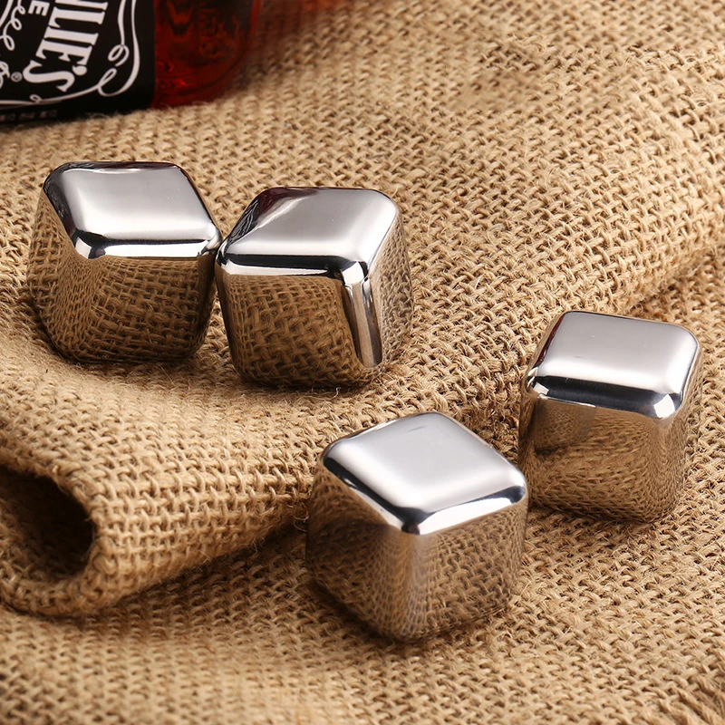 

8 PCS/Set Stainless Steel Ice Cubes Quick-Frozen Ice Cube Granule 304 Stones Reusable Bar Supplies Wine Tool, Silver