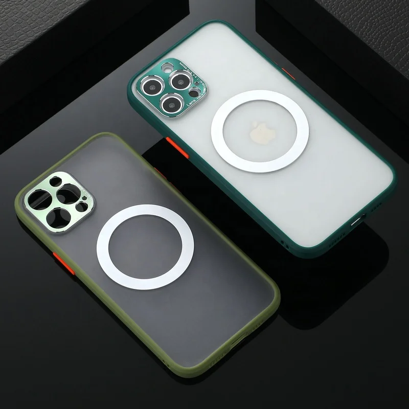 

guangzhou ananda Metal Lens Protection Matte Shockproof phone case Wireless charging for Magsafe cases for Iphone 12 pro max