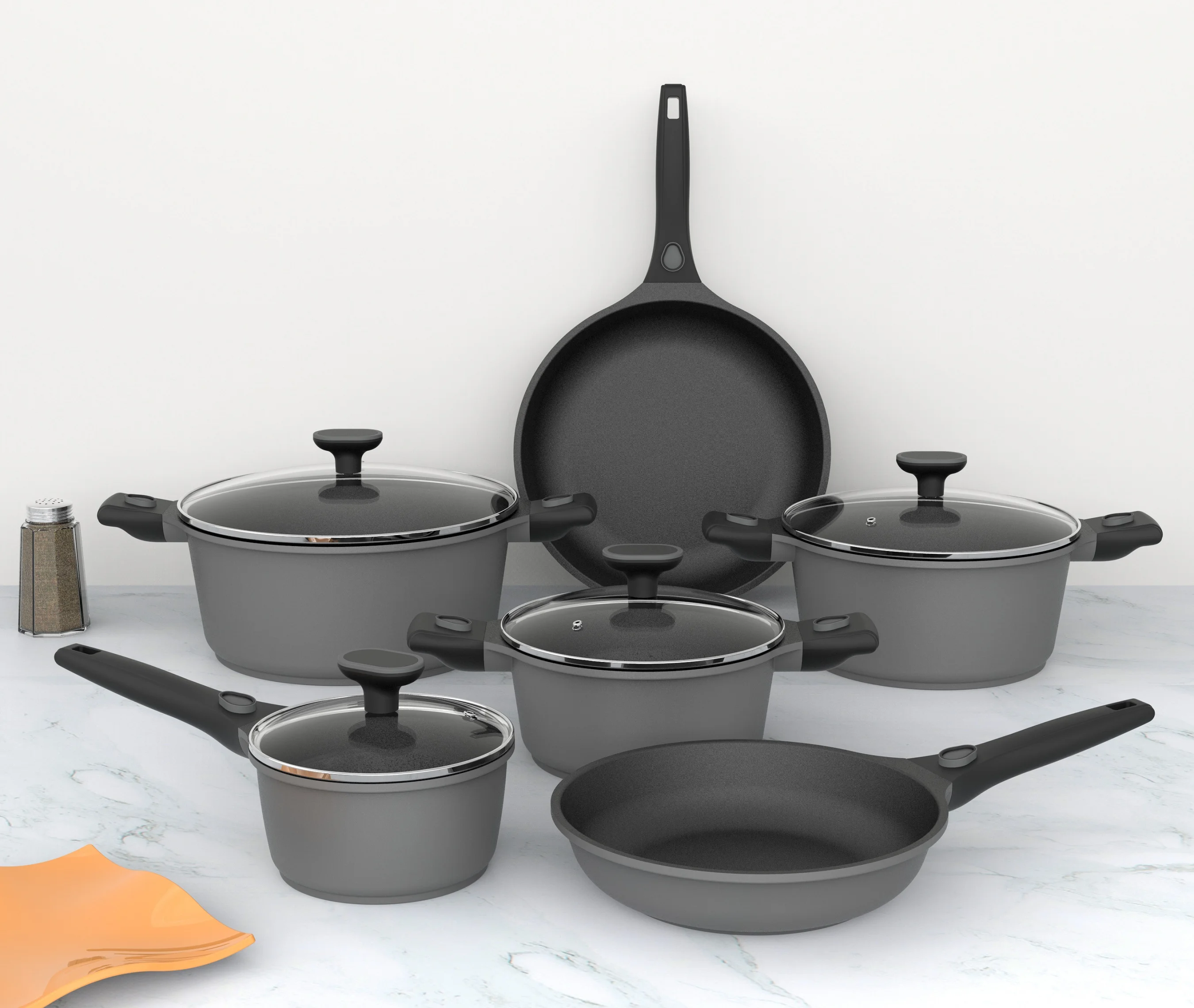 

Factory Directly Kitchen Nonstick Aluminum Cookware Sets 10 pieces, PFOA Free Cooking Set