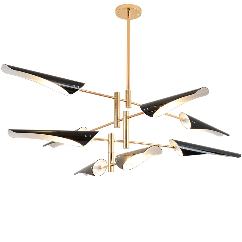 Modern decorative black gold hanging suspension pendant light adjustable ceiling chandelier lamp